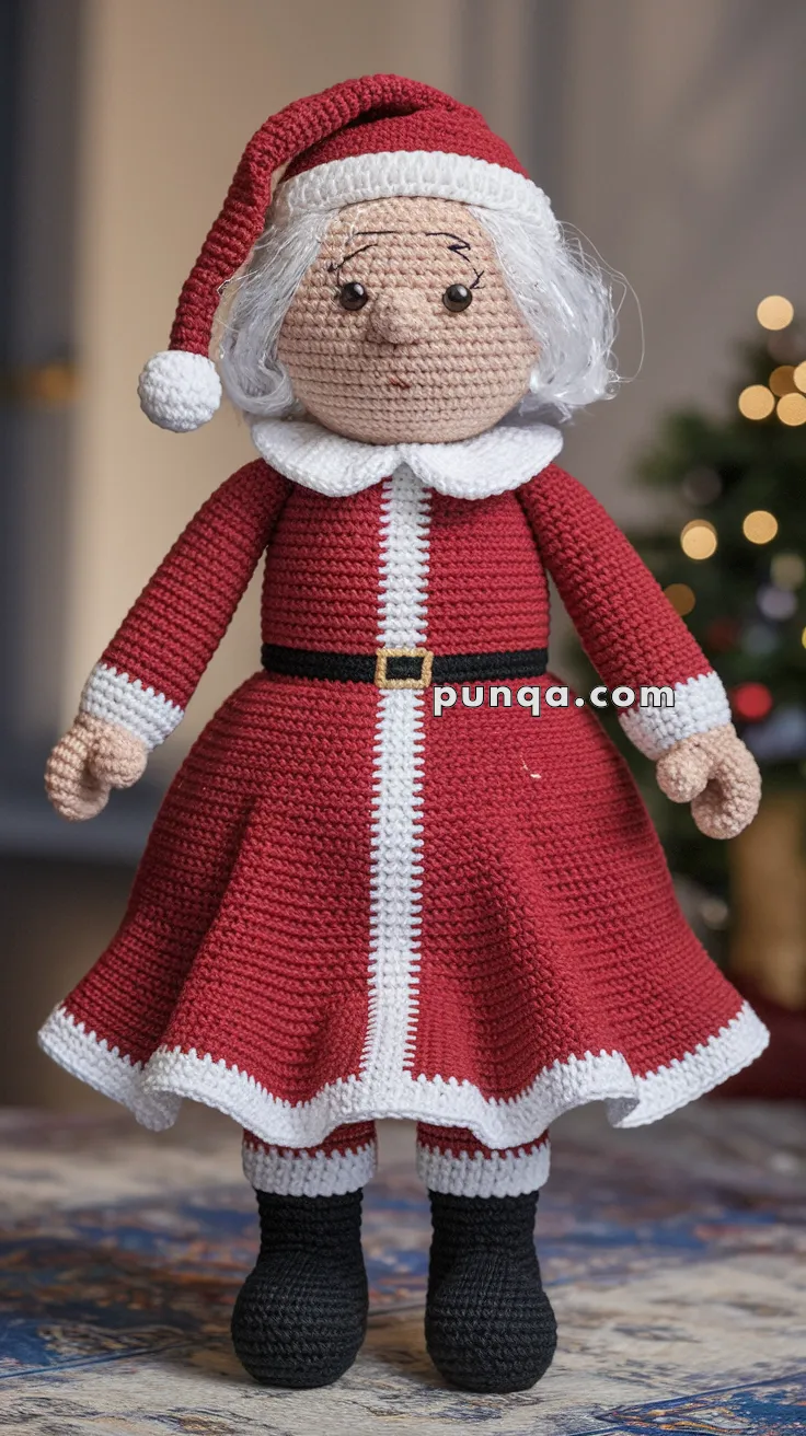 Realistic crochet image for Amigurumi Mrs. Claus - FREE Crochet Pattern