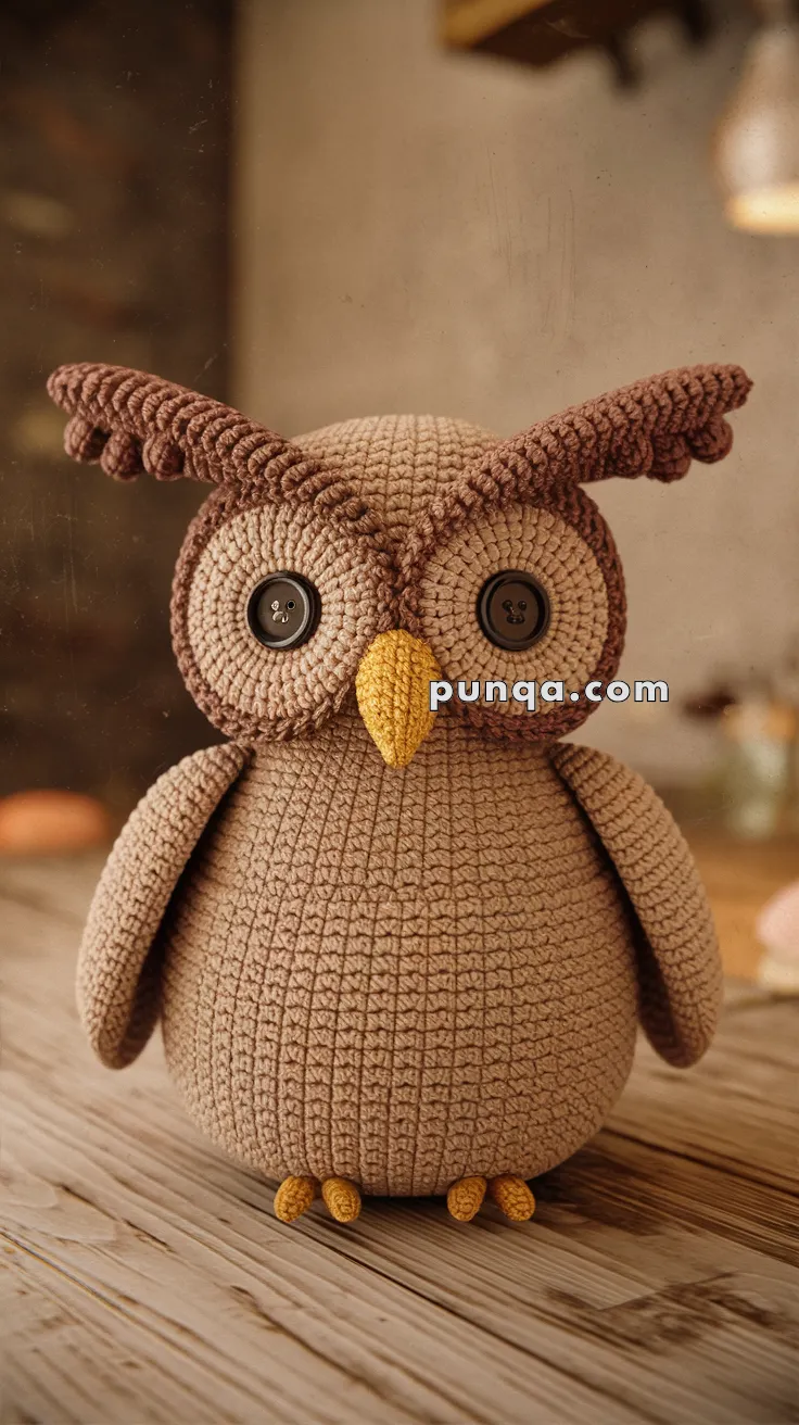 Amigurumi Owl with Button Eyes – FREE Crochet Pattern