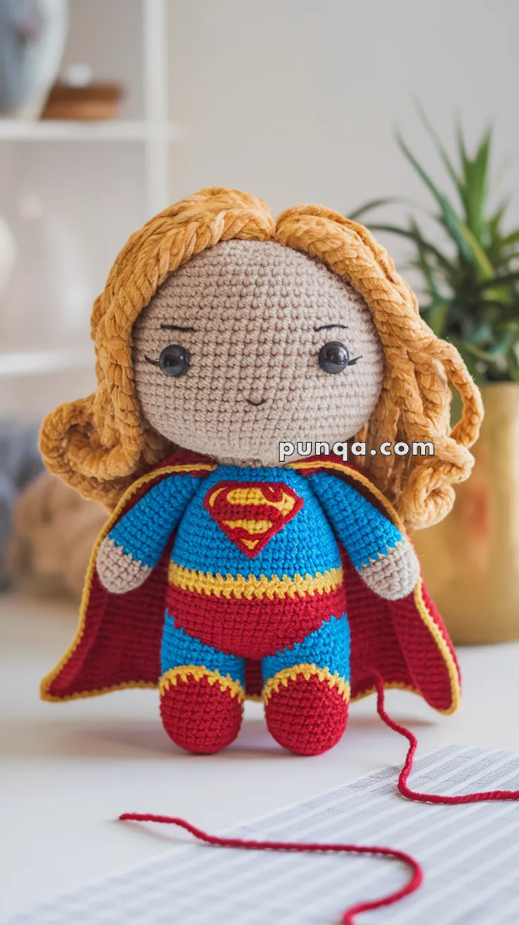 Realistic crochet image for Amigurumi Supergirl - FREE Crochet Pattern