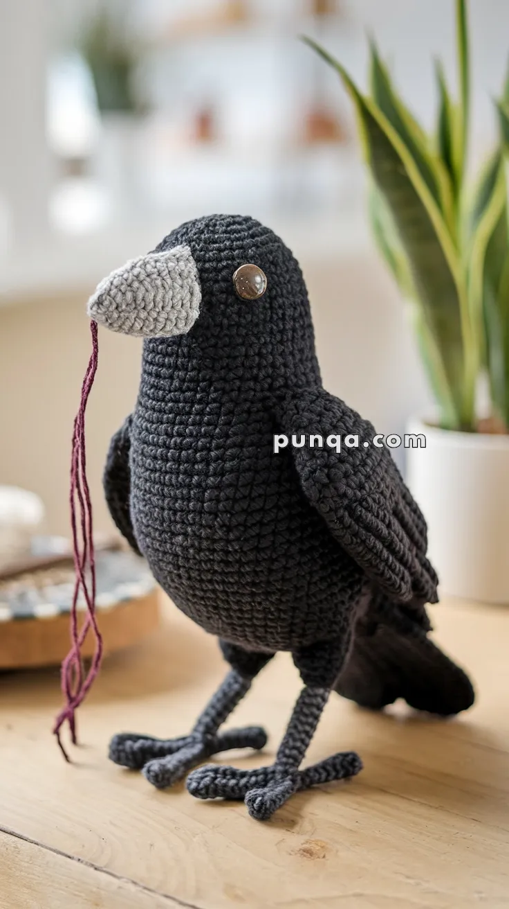 Realistic crochet image for Amigurumi Black Crow - FREE Crochet Pattern