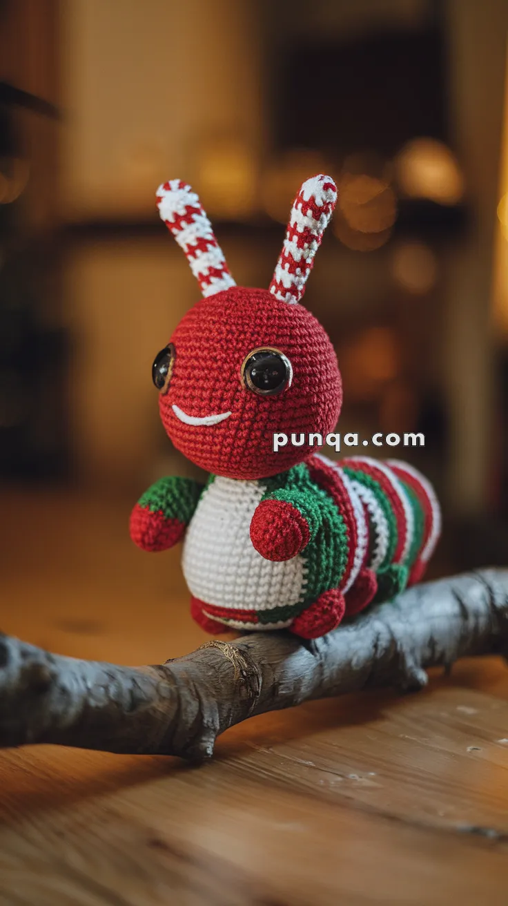 Amigurumi Christmas Candy Cane Caterpillar – FREE Crochet Pattern