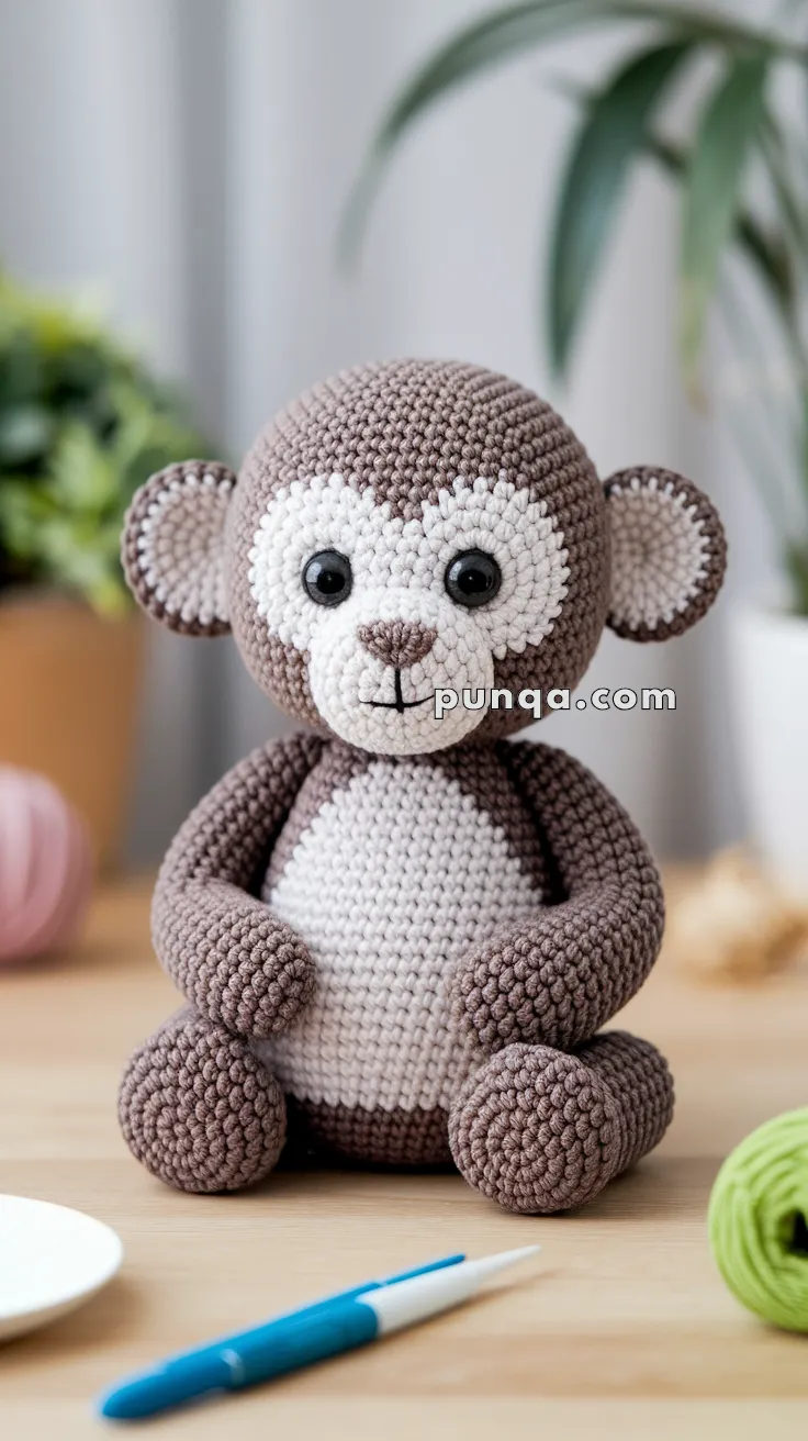 Realistic crochet image for Amigurumi Gibbon Baby - FREE Crochet Pattern