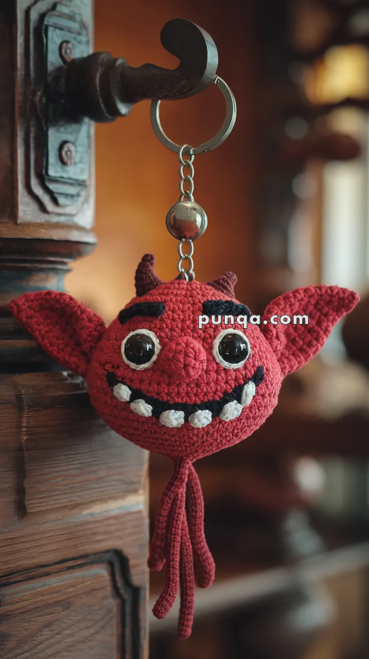 Amigurumi Goblin Face Keychain – FREE Crochet Pattern