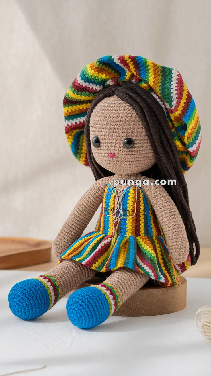 Amigurumi Kente Cloth Patterned Doll – FREE Crochet Pattern