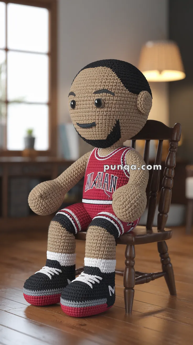 Realistic crochet image for Amigurumi Michael Jordan - FREE Crochet Pattern