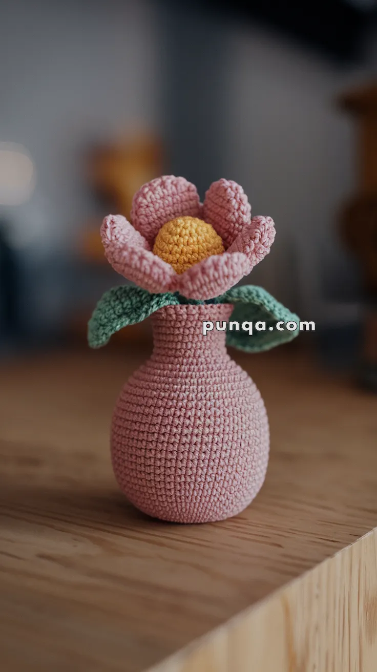 Amigurumi Mini Vase with Flower – FREE Crochet Pattern