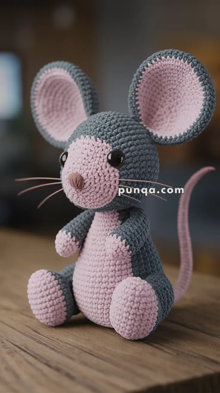 Realistic crochet image for Amigurumi Mouse With Big Ears - FREE Crochet Pattern