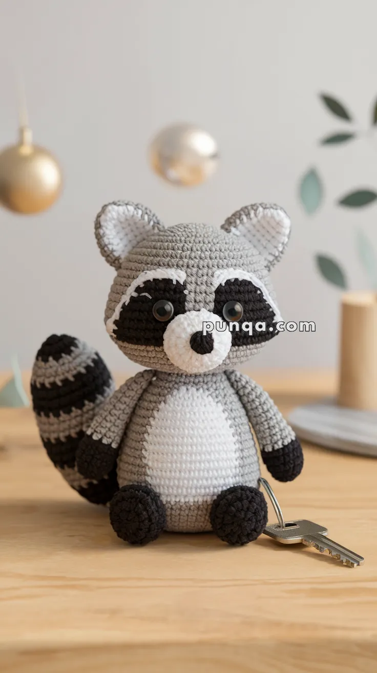 Amigurumi Raccoon Keychain – FREE Crochet Pattern