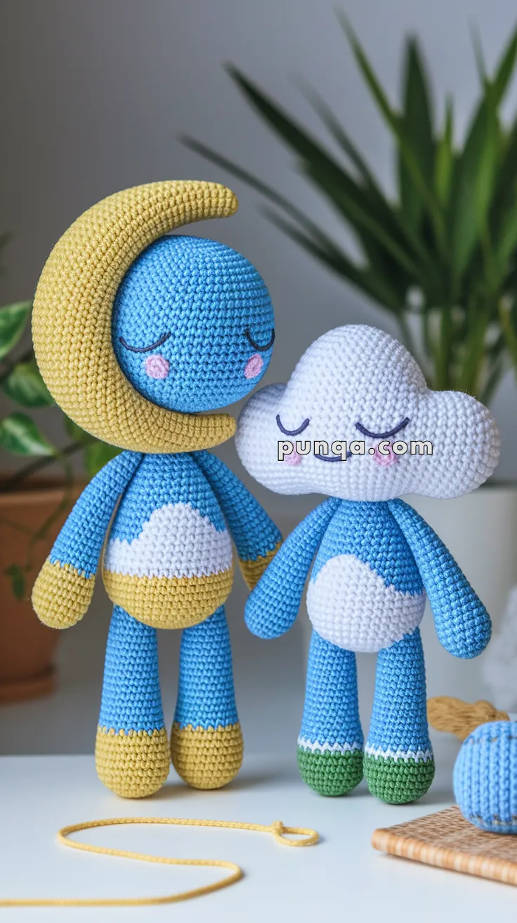 Amigurumi Sleepy Moon & Cloud Duo – FREE Crochet Pattern