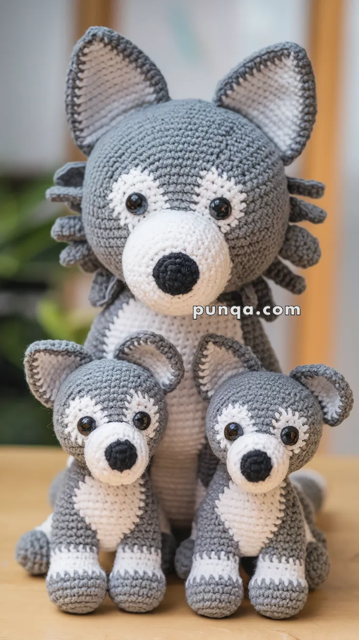 Amigurumi Wolf With Pups – FREE Crochet Pattern