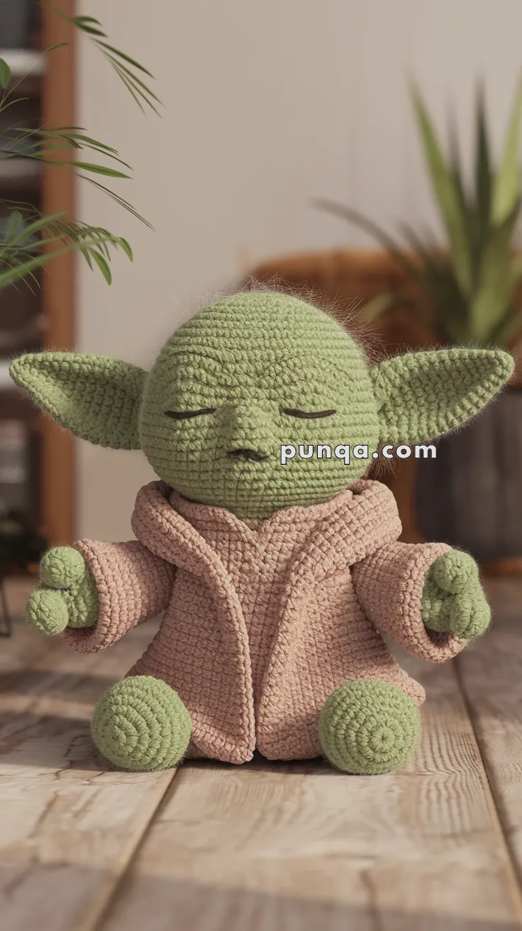 Realistic crochet image for Amigurumi Yoda In Meditation - FREE Crochet Pattern