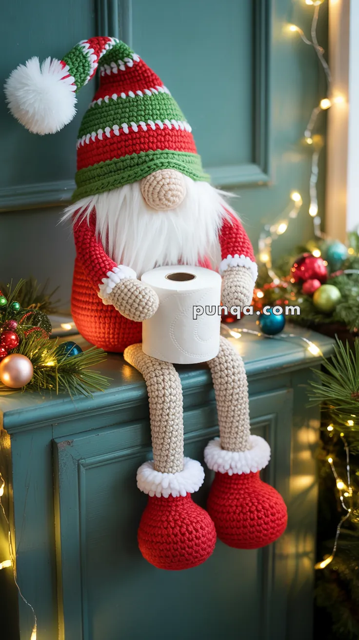 Amigurumi Christmas Toilet-Paper-Holding Gnome – FREE Crochet Pattern